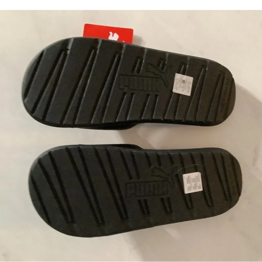 Puma Black and Gold Slide Sandals